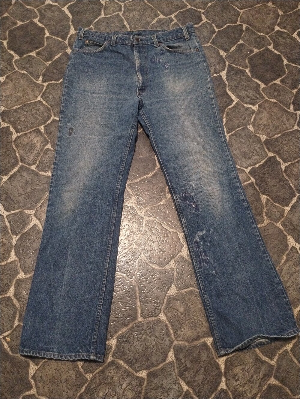 LEVIS 517 Bootcut  orange tab  distressed men's  jeans 36 " x 34 "  VINTAGE 80s